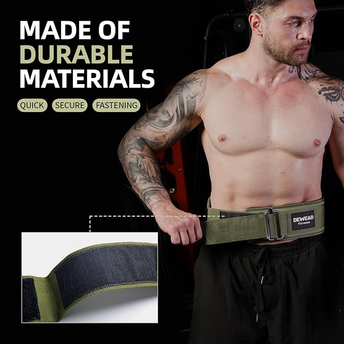 Durable Weight Lifting Belt, 4'' Wide Gym Belt for Bodybuilding, Powerlifting, Squats, Deadlift - Provides Lumbar Support & Stability for Men & Women