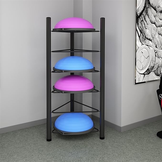 Stability Ball Holder Storage Rack, Black Exercise Yoga Balls Holder Organizer for Bosu Slam Bowling Medicine Balls, 0.7m 1.3m 1.6m 1.9m Tall Half Balance Ball Floor Stand Gym Equipment ( Color : Blac