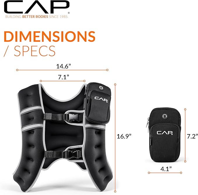 CAP Weighted Vest | 8lb -30lbs | Reflective Workout Vest for Walking, Running, Cardio, Strength Training | Multiple Colors