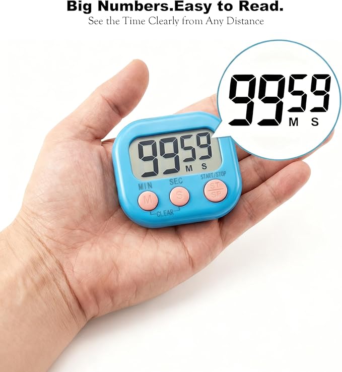 Digital Timer for Classroom Teachers Students, Magnetic Kitchen Countdown Timer, Easy Timers for Kids Homework Study Cooking Gym Game, 6 Pcs