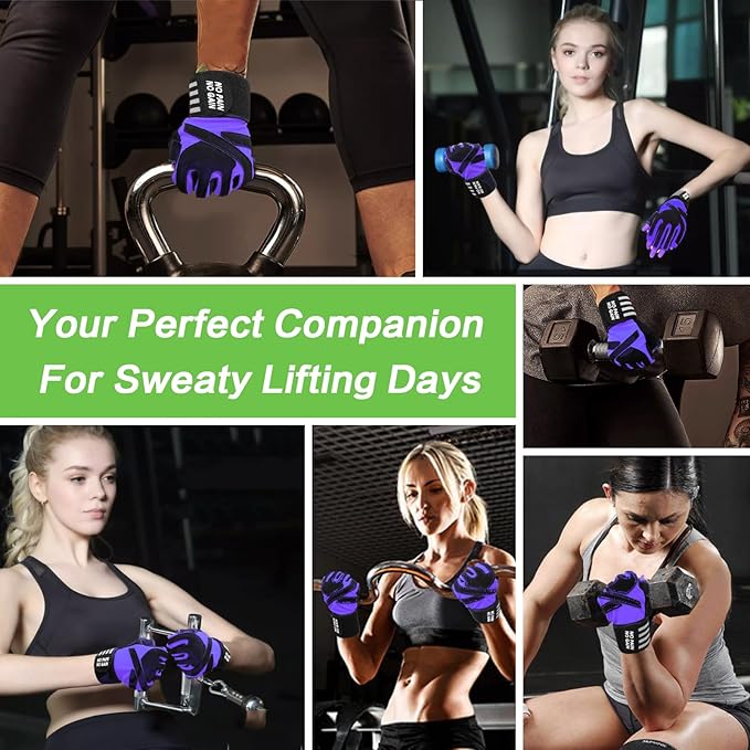 Weight Lifting Gloves for Women Gym Workout with Wrist Support,Padded Half Finger Gloves for Fitness Exercise