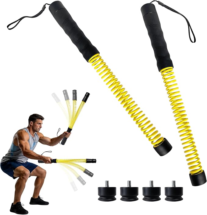 Wildarms Upgrade Cordless Battle Rope with Adjust Weight Ropeless Battle Ropes for Strength Training Portable Battle Ropes for Home Gym (Black+Yellow)