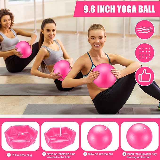 Silipull 10 Pcs Pilates Ring Blocks Set for Women Home Yoga Equipment Accessories Pilates Ring Circle and Ball Workouts Gift Include Ball Yoga Circle Resistance Bands Block Straps Gym Bag