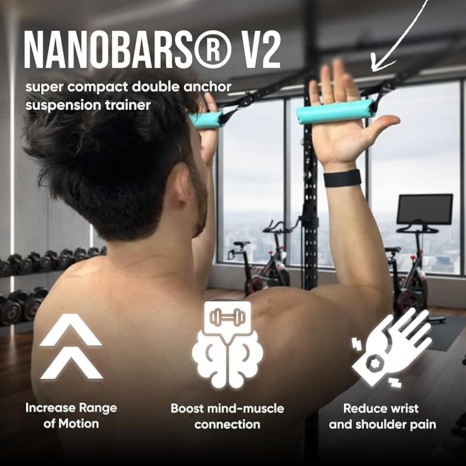 Kensui Nanobars V2 – Ultra-Compact Portable Suspension Trainer – Pocket-Sized Home Gym for Travel & Outdoor Workouts – 600lb Capacity – Dual Anchor System with Rotating Handles