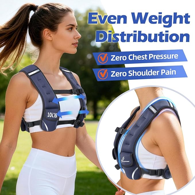 Sportneer Adjustable Weighted Vest Woman: 6-10lb/10-18lb Weighted Walking Vest for Women with 4/8 Weight Packs Fast Adjust Comfortable Weight Vest for Home Gym Burn Calories Strength Training Vests