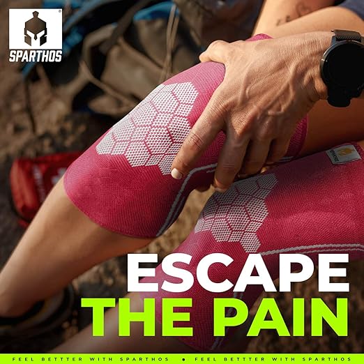 Sparthos Knee Compression Sleeves by (Pair) – Joint Protection and Support for Running, Sports, Knee Pain Relief – Knee Brace for Men and Women (Flamingo Pink, XX-Large)