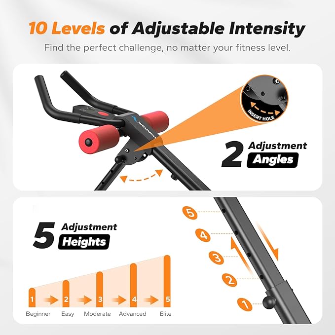 MERACH Ab Machine, Ab Workout Equipment, Adjustable Ab Trainer Machine for Abs Workout at Home Gym, Foldable, Knee Protection, Abdominal Trainer for Stomach Workout