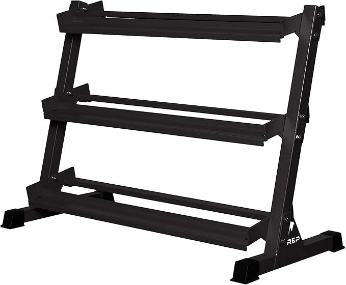 Rep Dumbbell Rack - 3-Tier Dumbbell Rack Perfect for 5-50 Dumbbell Set (Matte Black)