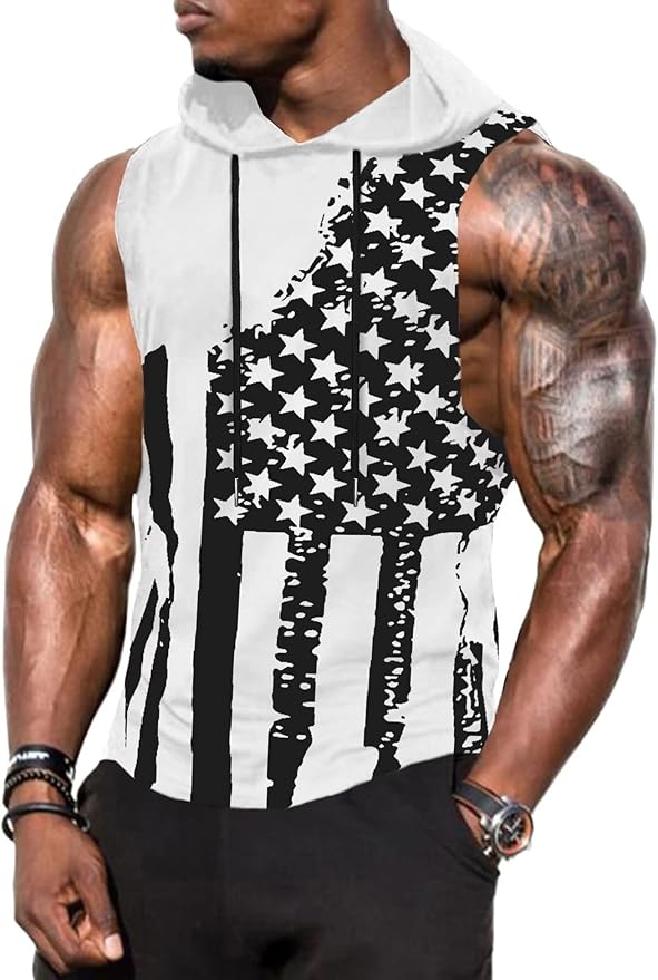 Babioboa Men's Workout Hooded Tank Tops Sports Training Sleeveless Gym Hoodies Bodybuilding Cut Off Muscle Shirts