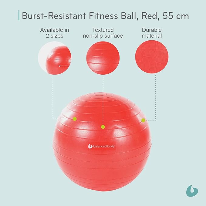 Balanced Body Burst-Proof Fitness Ball, Home or Gym Exercise Equipment for Stability, Coordination, and Conditioning