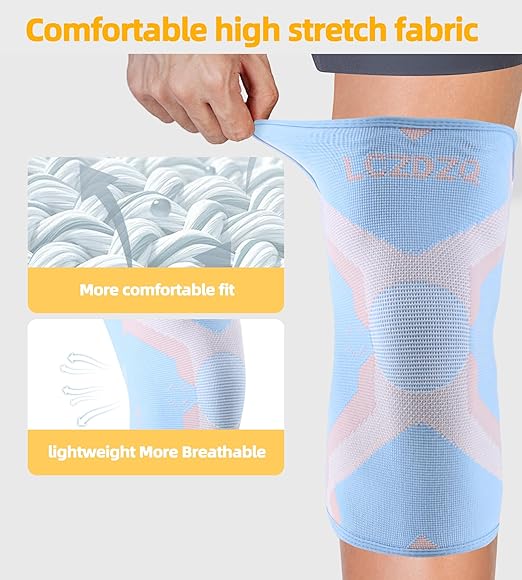 Knee Braces 2-Pack - Compression Sleeves for Men & Women, Knee Pain Relief for Arthritis, Meniscus Tear, Running, Gym, Basketball - Blue M(Check Sizing)