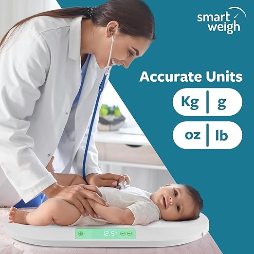 Smart Weigh Baby & Pet Scale Kit – Digital Infant Weighing Scale with Covers and Built-in Pull-Out Measuring Tape – 88 lb Capacity, 5 Units- lb:oz,kg:g,lb,oz,g Display, Hold Function