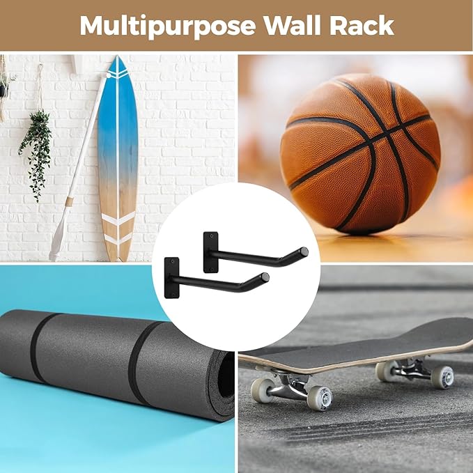 Medicine Ball Rack, 2 Pairs Yoga Ball Racks, Exercise Ball Wall Holder, Fitness Ball Wall Rack for Gym, Garage Ladder Wall Mount, Metal Storage Wall Rack for Basketballs, Volleyballs