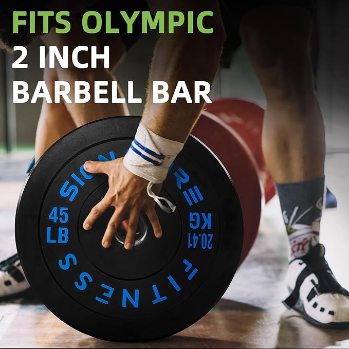 Fitvids Olympic Bumper Plates Set, 2" Weight Plates for Strength Training & Weightlifting, Paris or Set or Set with Barbell, Multiple Options