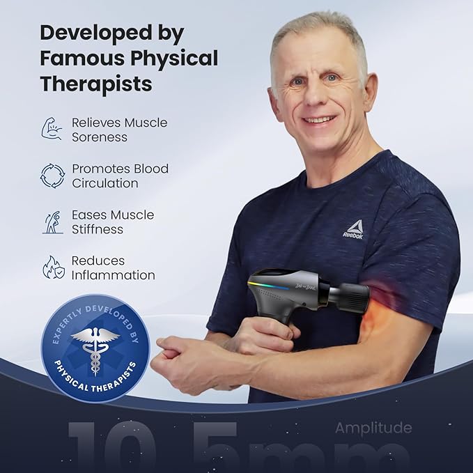 BOB AND BRAD A2 Ultra Deep Tissue Massage Gun with Red Light & Infrared Heat, FSA-HSA Eligible, Pro Percussion Muscle Massager for Athletes, Back, Leg & Full Body Pain Relief with Smart Force Sensor