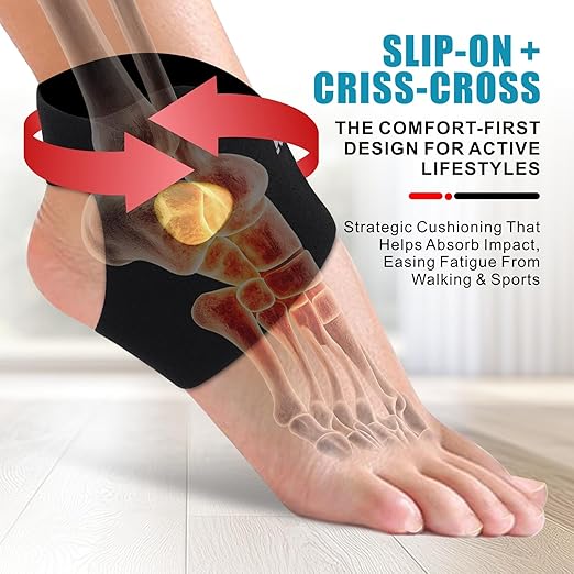2 PACK Ankle Brace for Women & men with Dual-Density Foam Pads & Adjustable Arch Support – ankle compression sleeve Targeted Relief for Fatigue, Ankle Pain (Large/X-Large)