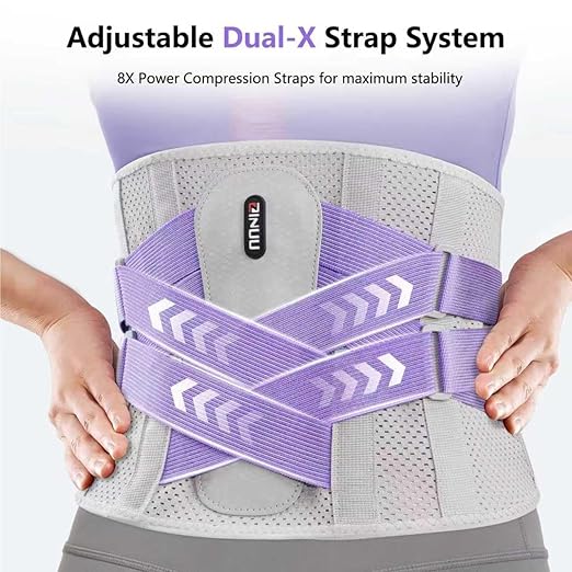 Dual X-Back Brace for Lower Back Pain Women, 8X Powerful Lumbar Support Belt with Bionic Support System, Breathable Mesh Design, Adjustable Back Support Belt with 3D Lumbar Pad for Sciatica, Heavy Lifting, Work, Gifts for Mom Dad