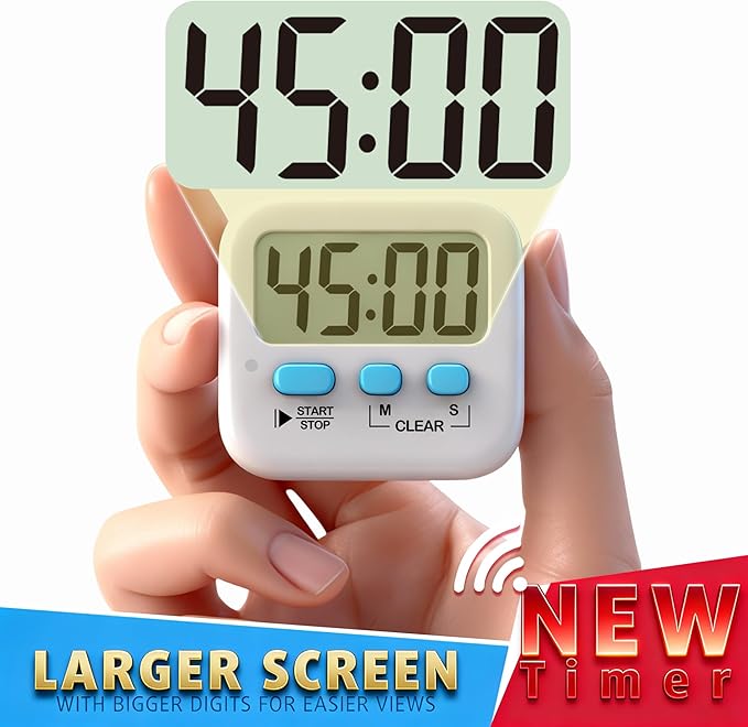 Antonki 2 Pack Digital Timer for Kids, Magnetic Countdown Kitchen Timers for Cooking, Egg, Classroom, Teacher, Exercise, Study, Oven - Battery Included
