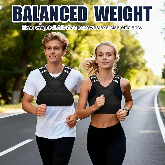 Adjustable Weighted Vest for Women Men, 4-10lb/12-18lb/ Vest with 6 Ironsand Weights, Weight Vest with Reflective Strip for Running, Walking, Exercise, Strength Training