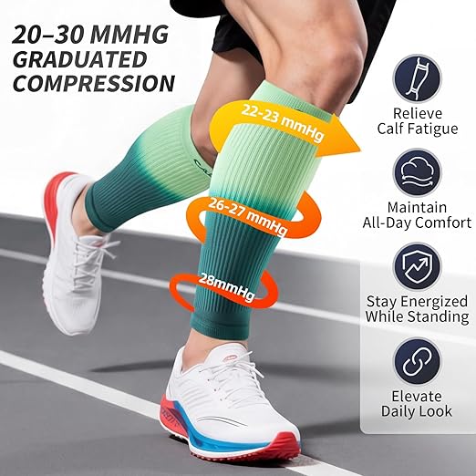 CAMBIVO Calf Compression Sleeve for Men & Women – Dip-Dyed Gradient Footless Compression Socks for Shin Splint Pain Relief & Varicose Veins – Leg Support for Running, Workouts, and Recovery