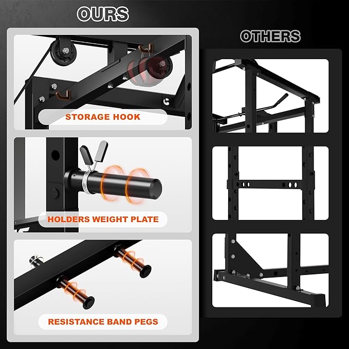 JELENS S21 Power Cage, Multi-Function Power Rack with Adjustable Cable Crossover System, 2000LBS Squat Rack for Home Gym with More Training Attachments