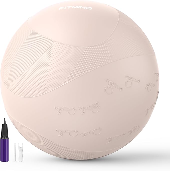 Extra Thick Yoga Ball with Training Instruction, Anti-Burst Slip Resistant Exercise Ball with Pump for Pilates,Physical Therapy,Pregnancy Stability,Birthing Ball 22in 26in 30in