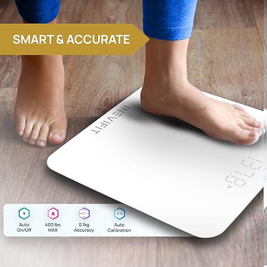 INEVIFIT Smart Bathroom Scale, Highly Accurate Bluetooth Digital Bathroom Body Weight Scale, Precisely Measures Weight & BMI for Unlimited Users
