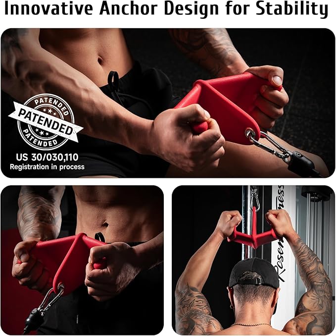 LAT Pull Down Bars Set, Triangular Stability LAT Pulldown Attachments with 8 Ergonomic Handles for Whole Back Training, Non-Slip Cable Machine Attachment for Gym Home Workout