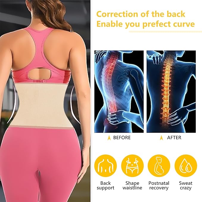 AMZBOSS Waist Trainer for Women Lower Belly Fat, Waist Sweat Band for Women, Belly Band Sweat Belt, Stomach Wrap, Body Shaper