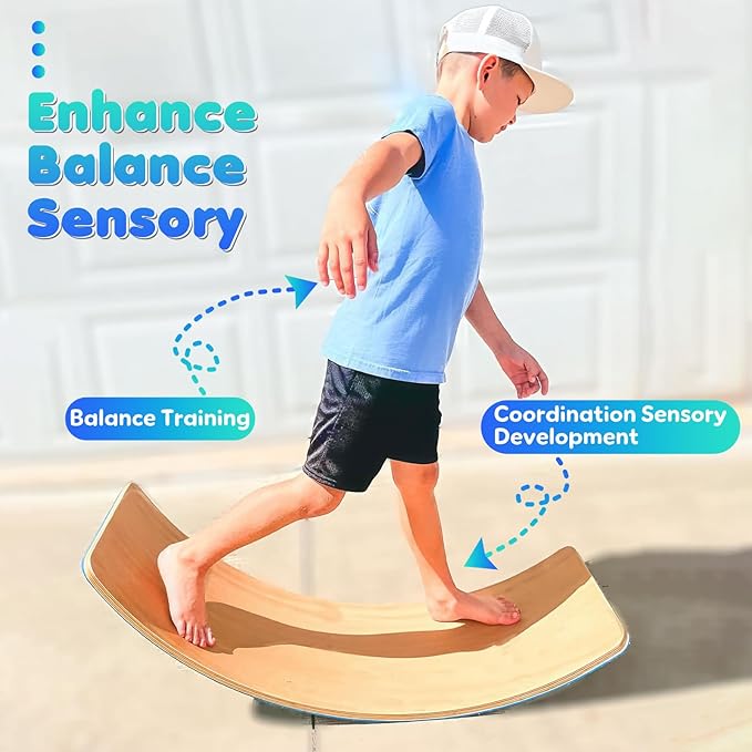35" Balance Board Kids | Montessori Wobble Board for Toddlers Ages 3-5, Natural Wood Open-Ended Waldorf Sensory Toy for Indoor & Outdoor Play, Core Balance Trainer, Birthday & Christmas Gift 2026