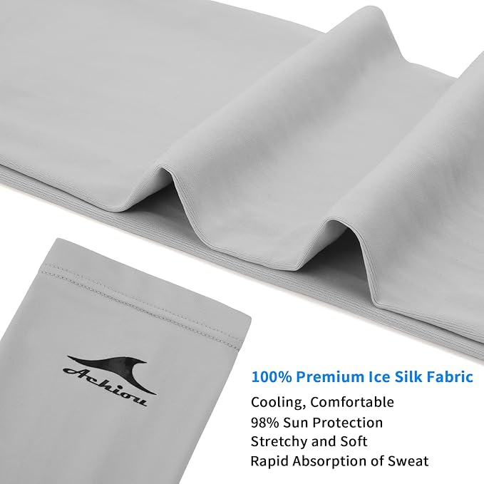 Achiou Cooling Ice Silk Arm Sleeves, Summer UV Sun Protection Compression Sleeves UPF 50+ for Women Volleyball Youth Sports