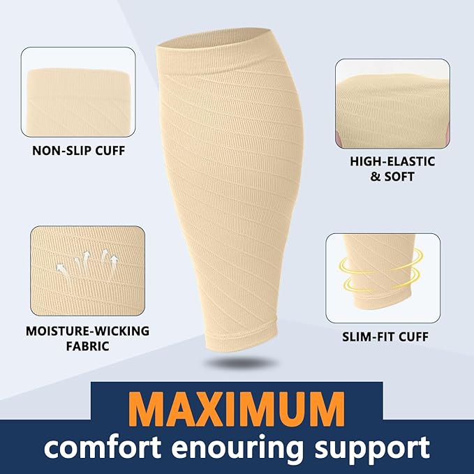 CTHH 3 Pairs Calf Compression Sleeves for Men & Women – Footless Compression Socks Leg Sleeve Support for Shin Splints