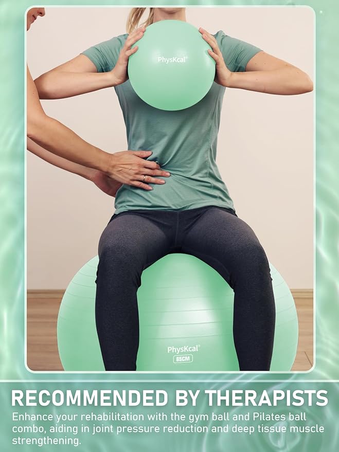 PhysKcal Yoga Ball for Exercise, Pilates Set, 4 Sizes Fitness Ball for Workout, Birthing, Pregnancy, Physical Therapy- Pump Included