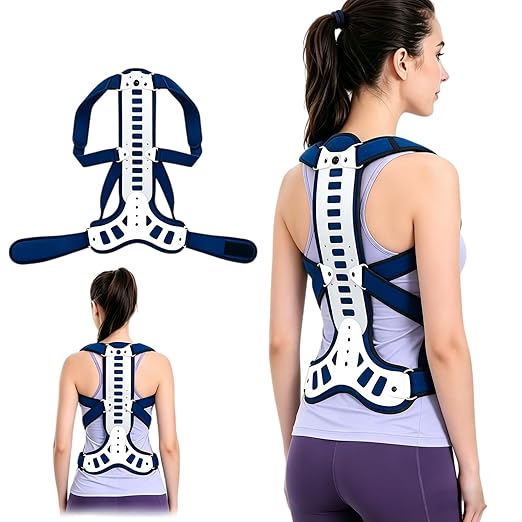 Adjustable Spine Posture Corrector for Back Support,2026 New Full Scoliosis Back Brace Posture Corrector for Kyphosis and Vertebral Compression Fracture Men and Women (Blue, Large)