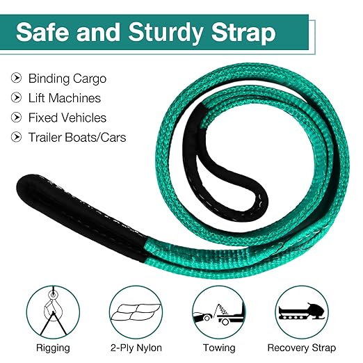 Lift Sling Straps,2" x 4' Heavy Duty Flat Eye Lift Sling, Lifting Straps Nylon Tree Saver Recovery Strap Web Sling Winch Strap 2 Pack