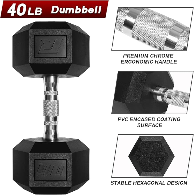 Ritfit 5-650 LBS PVC Encased Hex Dumbbell Sets with Optional Rack for Home Gym, Hand weight with Chrome Handle for Strength Training,Workouts
