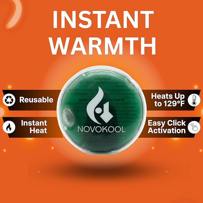 Reusable Heat Packs-8 Instant Heat Packs Click Activated-Pads for On The Go, Camping or Home for Hot Compress, Pocket Hand Warmers or Pain Relief-4 Round 4 Rectangle and 1 Fabric Carry Bag
