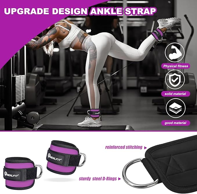 Barbell Pad Set with Lifting Straps & Ankle Straps - Squat Pad for Hip Thrusts, Lunges, Weightlifting - Heavy Duty Strength Training Equipment for Powerlifting, Home Gym
