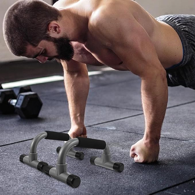 Lurrose H-shape Pushup Bars Pair Non-slip Grip, Portable Parallette Bars for Chest Strength Training, Compact Exercise Handles for Home Gym Fitness Equipment