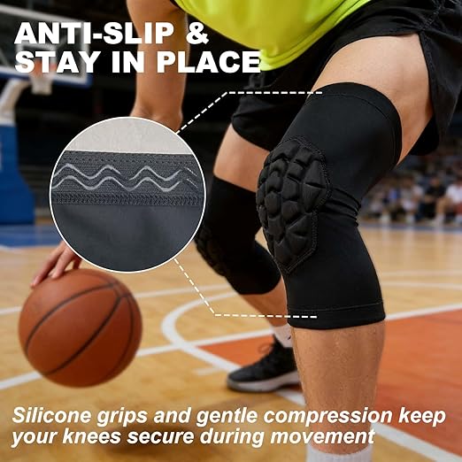 Men & Women Knee Pads for Work & Sport, Large Kneeling Cushion for Gardening, Basketball, Breathable Compression Knee Sleeve with Anti-Slip Silicone for Volleyball, Wrestling, Flooring Worker, Black L