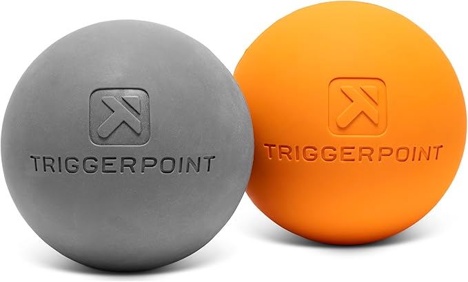 Foundation Massage Balls - Medium-Density Myofascial Release Tool, Durable Vulcanized Rubber, Portable, Ideal for Muscle Recovery & Flexibility, Multi-Pack Options Available, Grey/Orange, 2 Pack