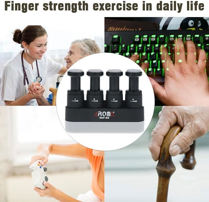 Finger Strengthener,4 Tension Adjustable Hand Grip Exerciser Ergonomic Silicone Trainer for Guitar,Piano,Trigger Finger Training, Arthritis Therapy and Grip, Rock climbing (AHF-03)