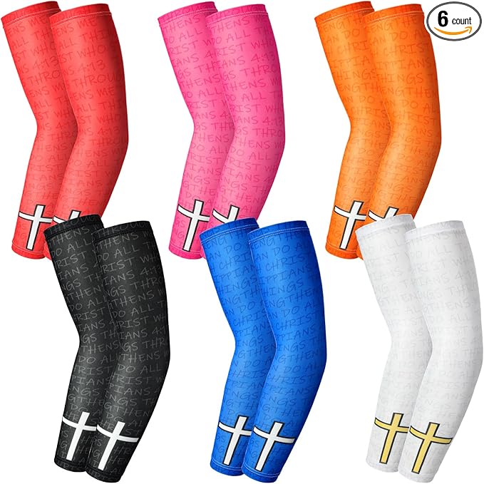 Shyyween 6 Pair Ice Cream Drip Baseball Arm Sleeve Youth Cross Sun Protection Compression Arm Sleeve American Flag Sport Gift