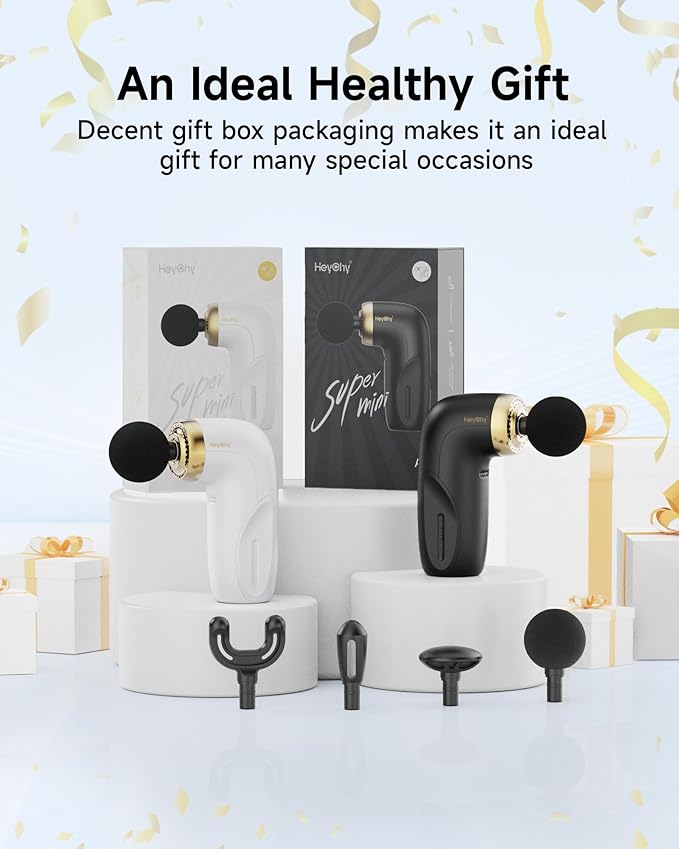 HEYCHY A1 Super Mini Massage Gun, Percussion Deep Tissues Muscle Massager, Travel Massage Gun, Compact Sports Massager, Portable Handheld Massager for Office, Home, Athletes(Black)