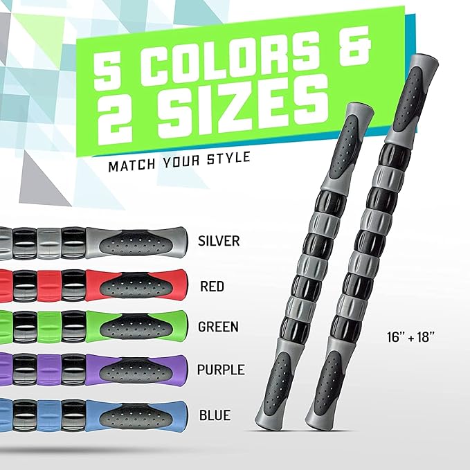 Elite Massage Roller Stick Targets Sore, Tight Leg Muscles to Prevent Cramps and Release Tension. It's Sturdy, Lightweight, Smooth Rolling and Thankfully This Lifesaver has Comfortable Handles.Silver