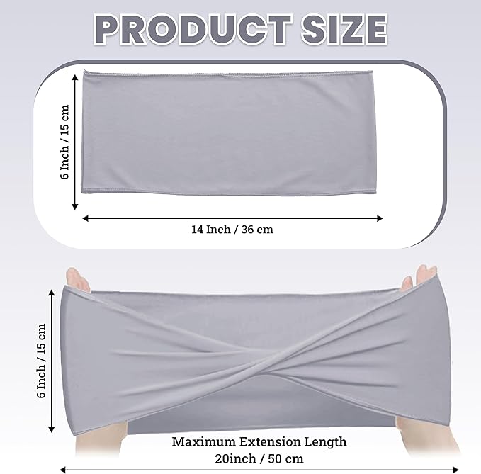 MDS Pack of 75 Spandex Chair Sashes Bows Elastic Stretch Dining Chair Bands Ties Without Slider Buckle Universal fits for Wedding Baby Shower Birthday Party Banquet Event Decoration - Light Silver