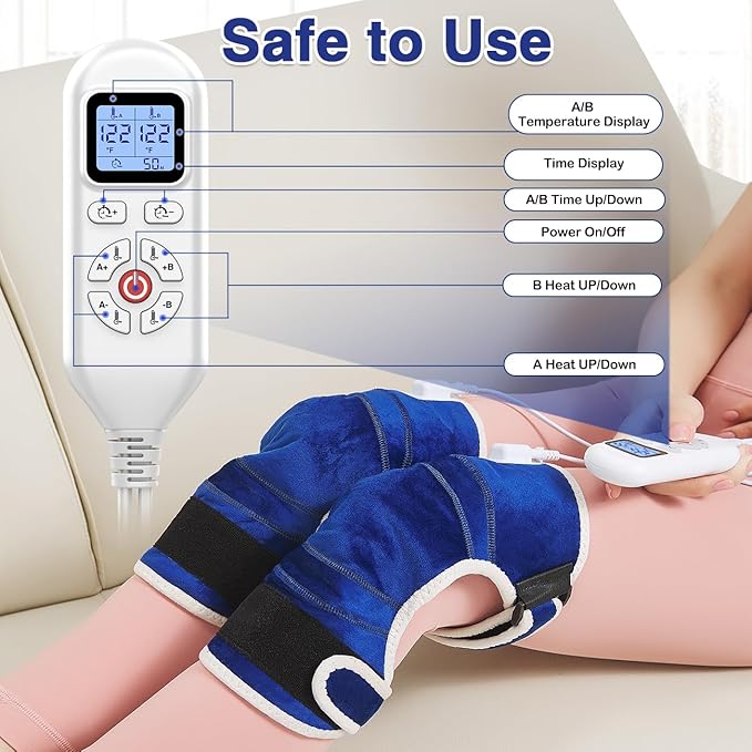 AOKESTE Knee Heating Pad for Pain Relief,Heating Pad for Knee for Aching,Heated Brace for Joint Pain, Soreness Swelling,Auto Shut Off,86℉~158℉ Adjustable Temp