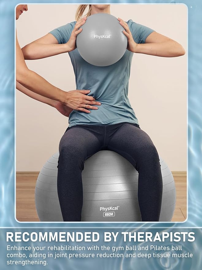PhysKcal Yoga Ball for Exercise, Pilates Set, 4 Sizes Fitness Ball for Workout, Birthing, Pregnancy, Physical Therapy- Pump Included