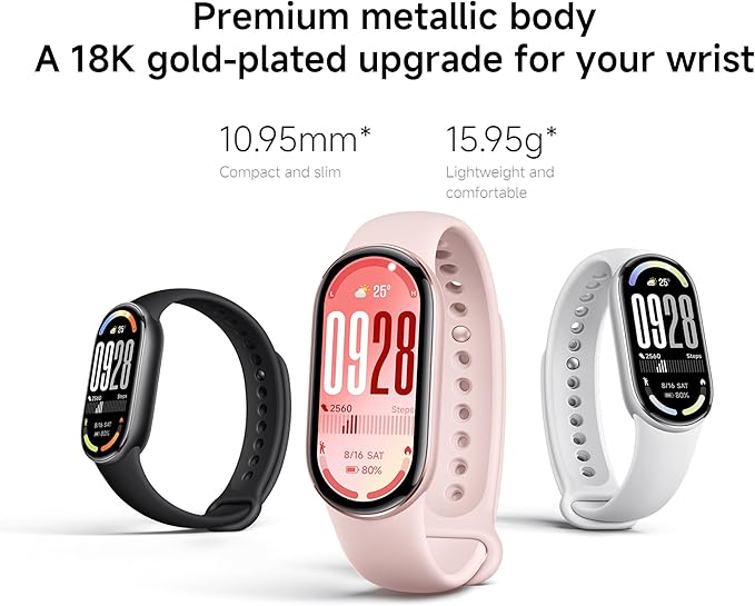 XIAOMI Mi Smart Watch Band 10, 5ATM Waterproof Fitness Step Tracker Sports Digital Smart Watch Health Band for Men Women, 1.72" AMOLED Display, 150+ Sports Modes 24/7 Sleep Monitor (Mystic Rose)