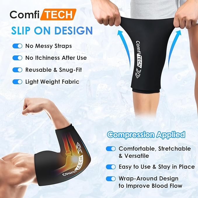 Comfitech Knee Ice Sleeve for Cooling Application, Flexible Cold Gel Pack Reusable, Extra Large